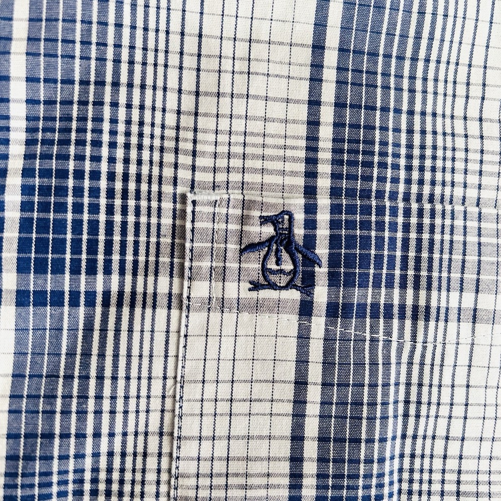 Penguin by Munsingwear Blue XL Classic Fit Shirt Button Plaid Vintage - Picture 4 of 7